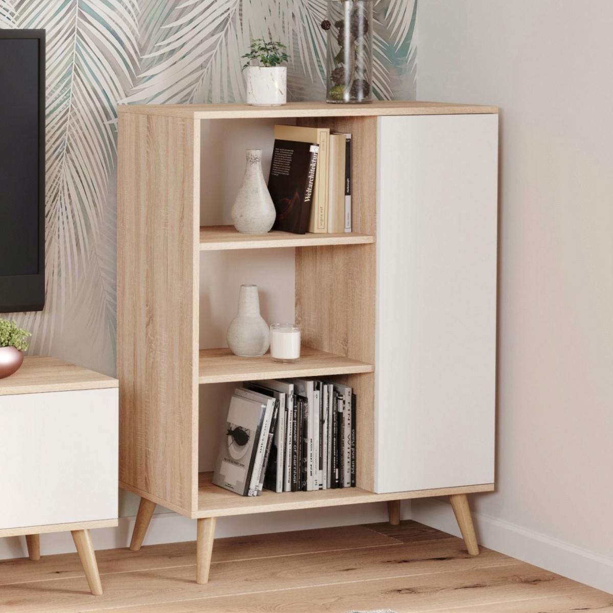 BÜCHERREGAL Fondi - Eichefarben/Weiß, Holzwerkstoff (90/116/40cm) - RAUMHIRSCH FURNITURE