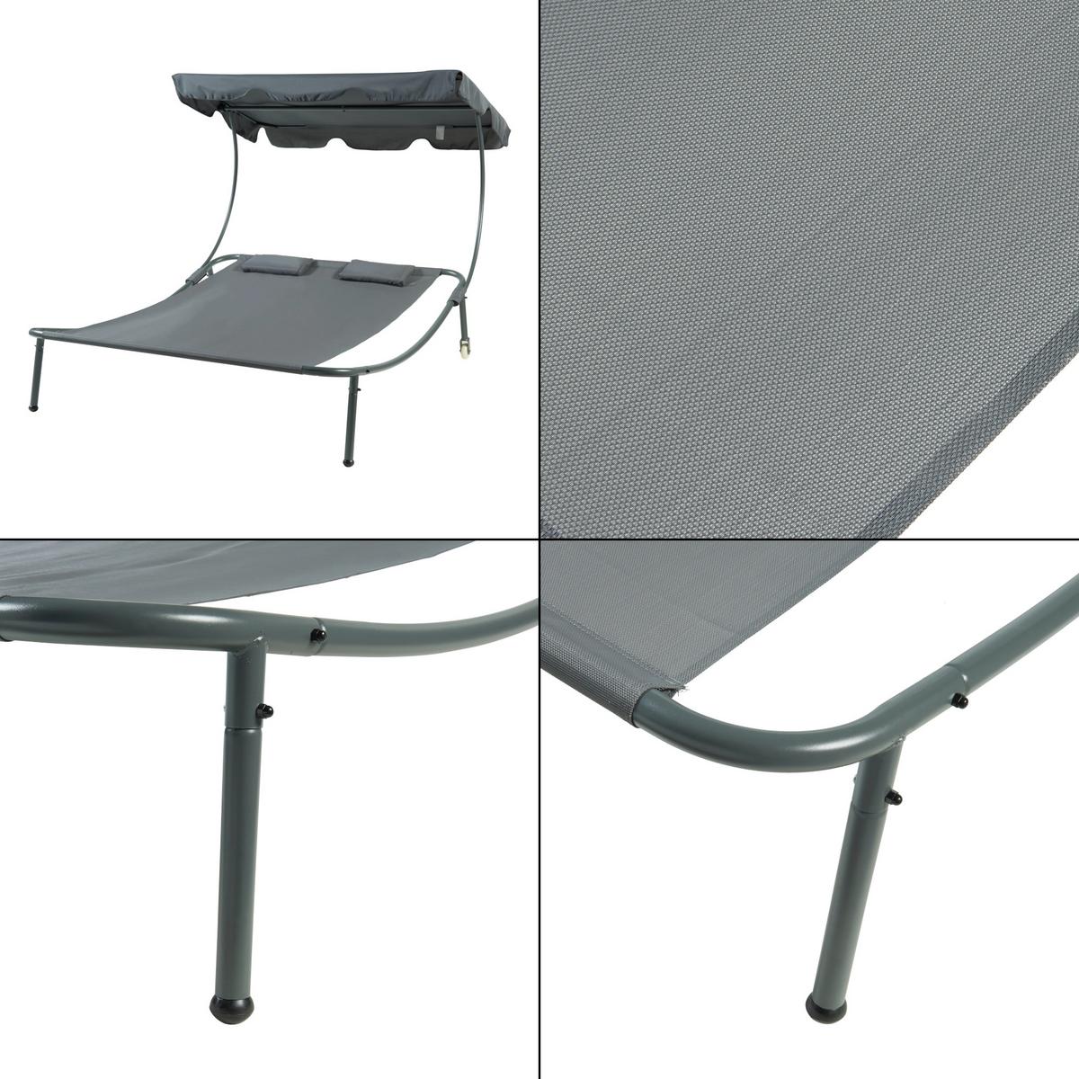 DOPPELLIEGE Avigliano - Grau, Textil/Metall (200/146/173cm) - casa.pro