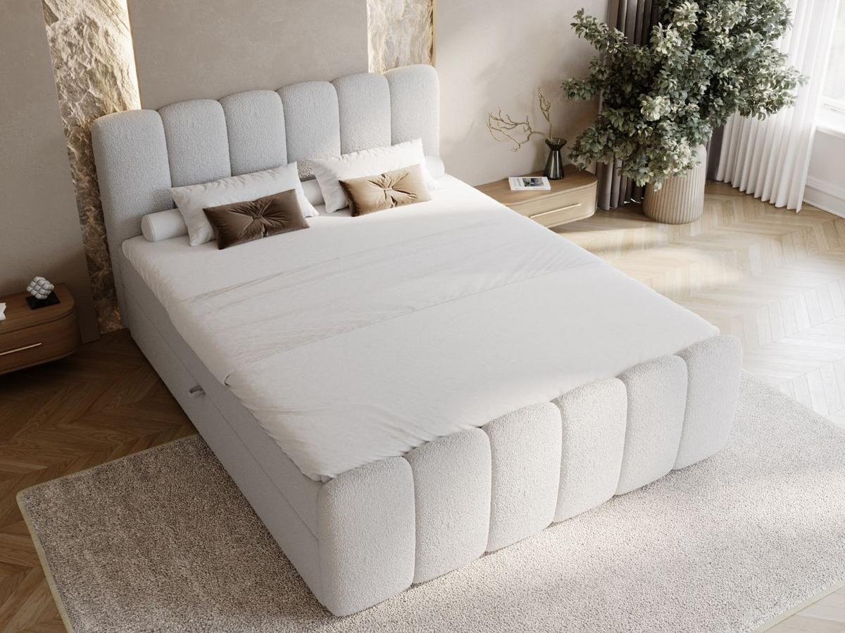 BOXBETT Cloud 160x200 Bouclé-Stoff Grau - Grau, Holz/Textil (160/200cm) - Graingold