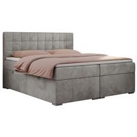 BOXBETT CARMEN 140/200 Hellgrau Velvet - H4 - Hellgrau, Holz/Textil (140/200cm) - MKS