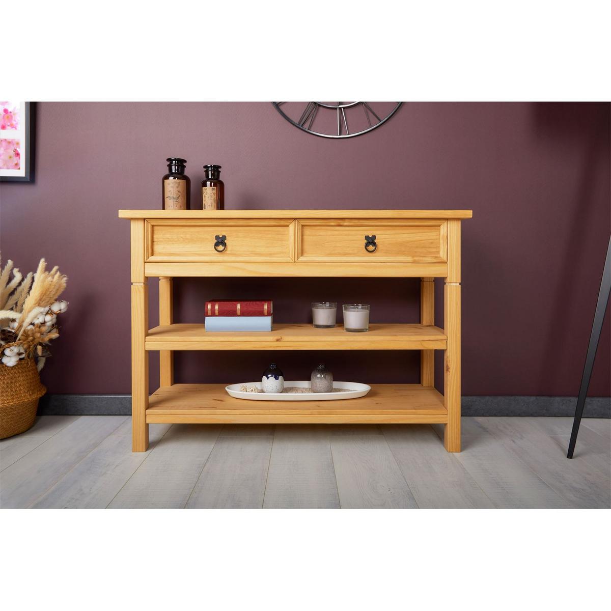 KONSOLENTISCH TEQUILA - Kieferfarben, Holz (37/110/78cm) - IDIMEX