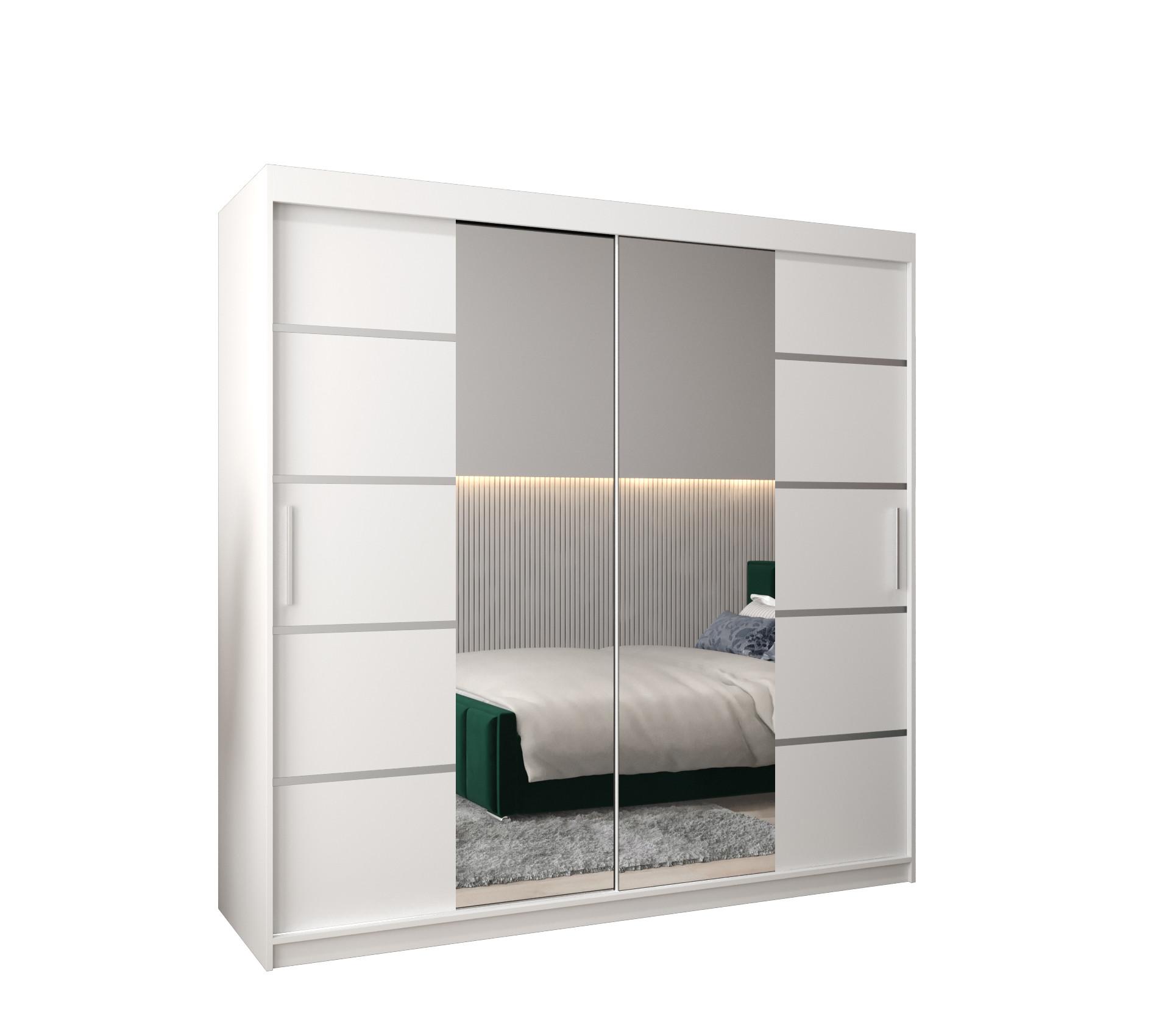 SCHWEBETÜRENSCHRANK 200/200/62 2-türig - Silberfarben/Weiß, Holz/Kunststoff (200/200/62cm) - MÖBEL KRYSPOL