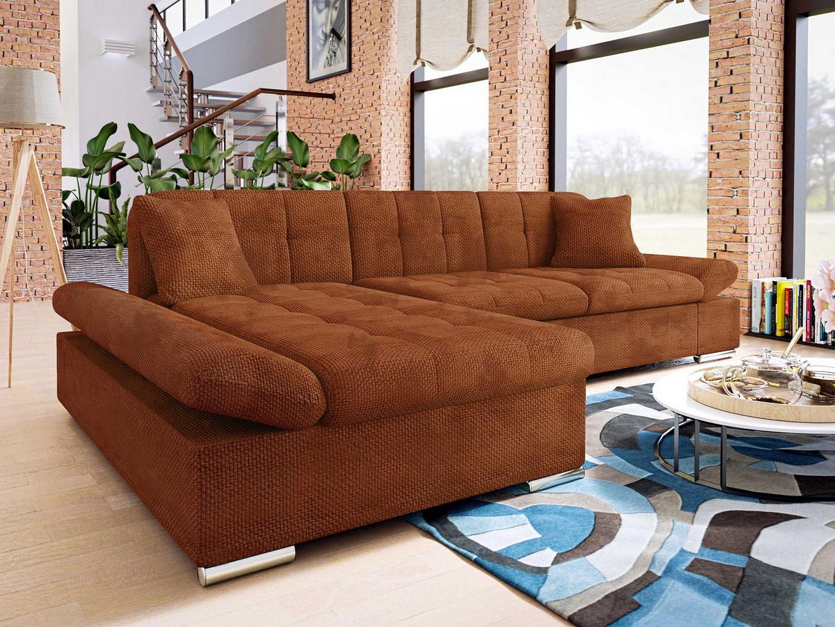 ECKSOFA Montana, Seite: Links - Dunkelorange, Holz/Textil (278/161cm) - MIRJAN24