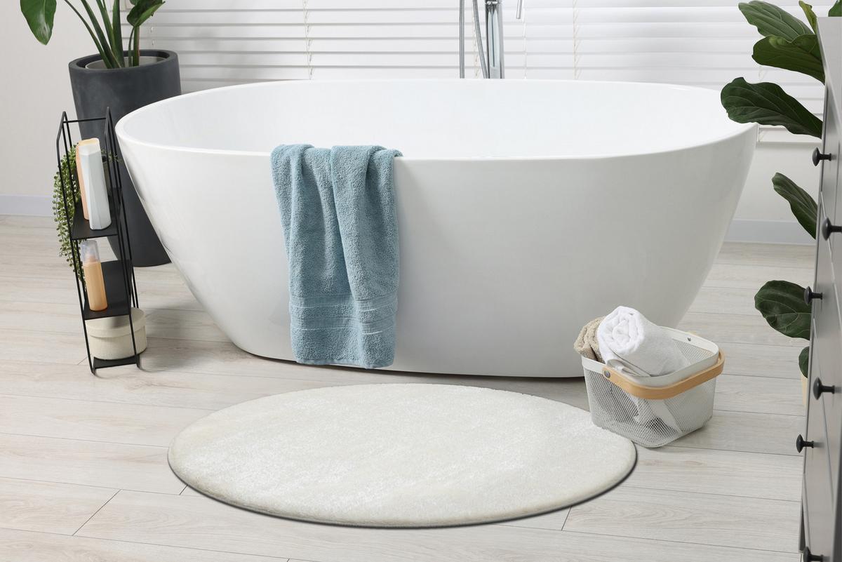 TEPPICH Dywaniki łazienkowe 100 cm - Weiß, Textil (100/100cm) - rugsX
