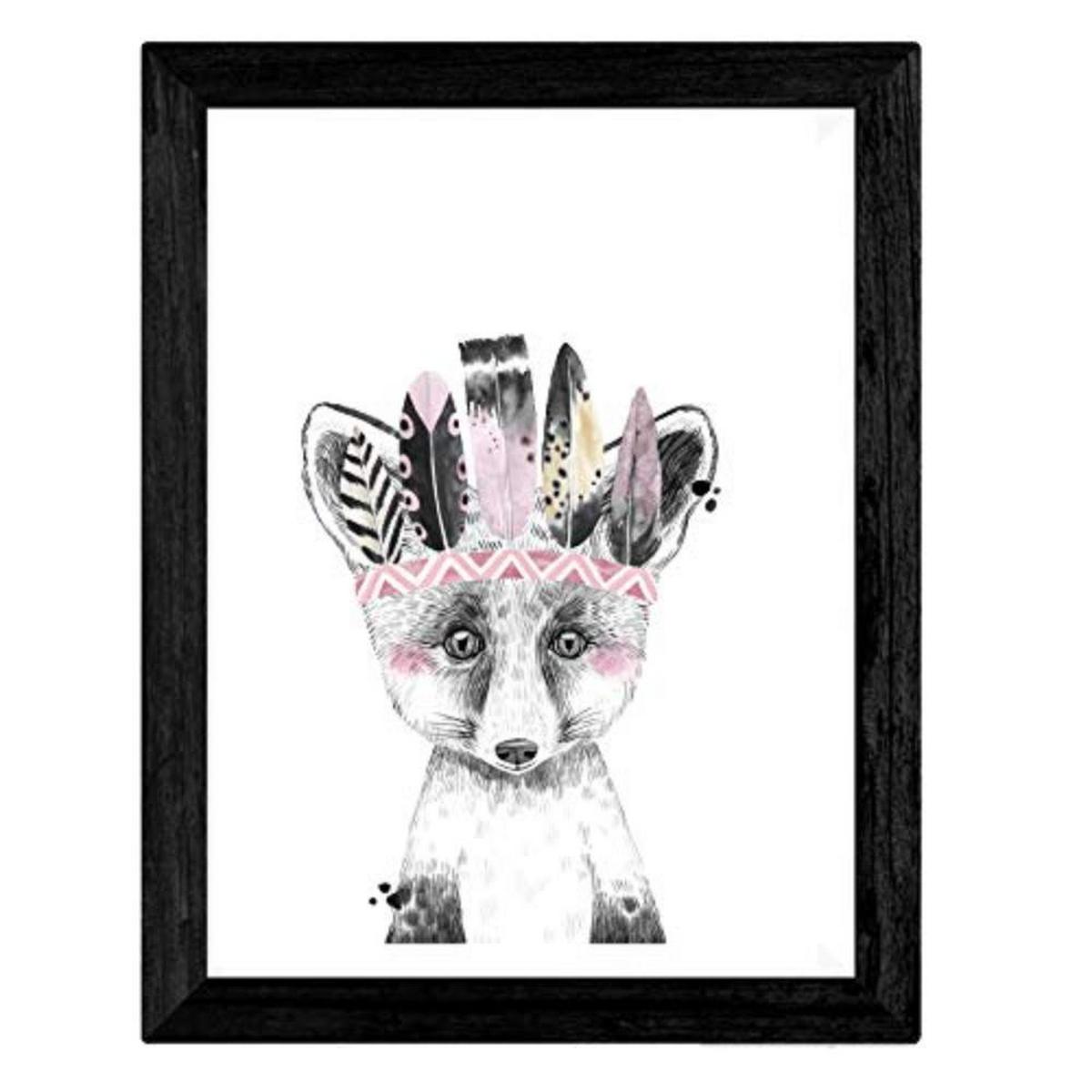 POSTER Set mit 4 Kindertiere mit farbigen Federn A4 Rahmenlos - Klar, Papier (29.7/3cm) - Nacnic