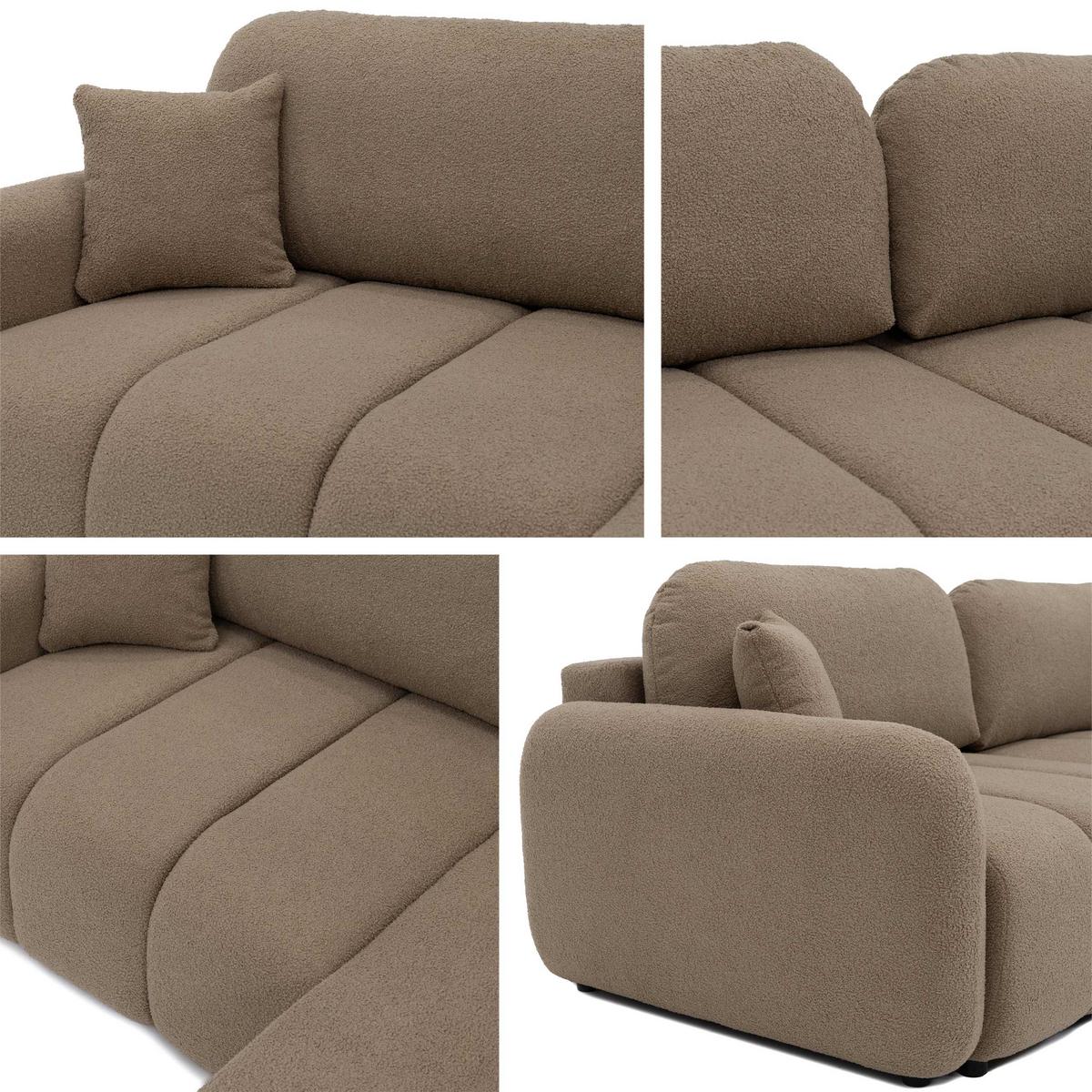 ECKSOFA Carlos Boucle - Schwarz/Braun, Holz/Kunststoff (236/160cm) - MIRJAN24