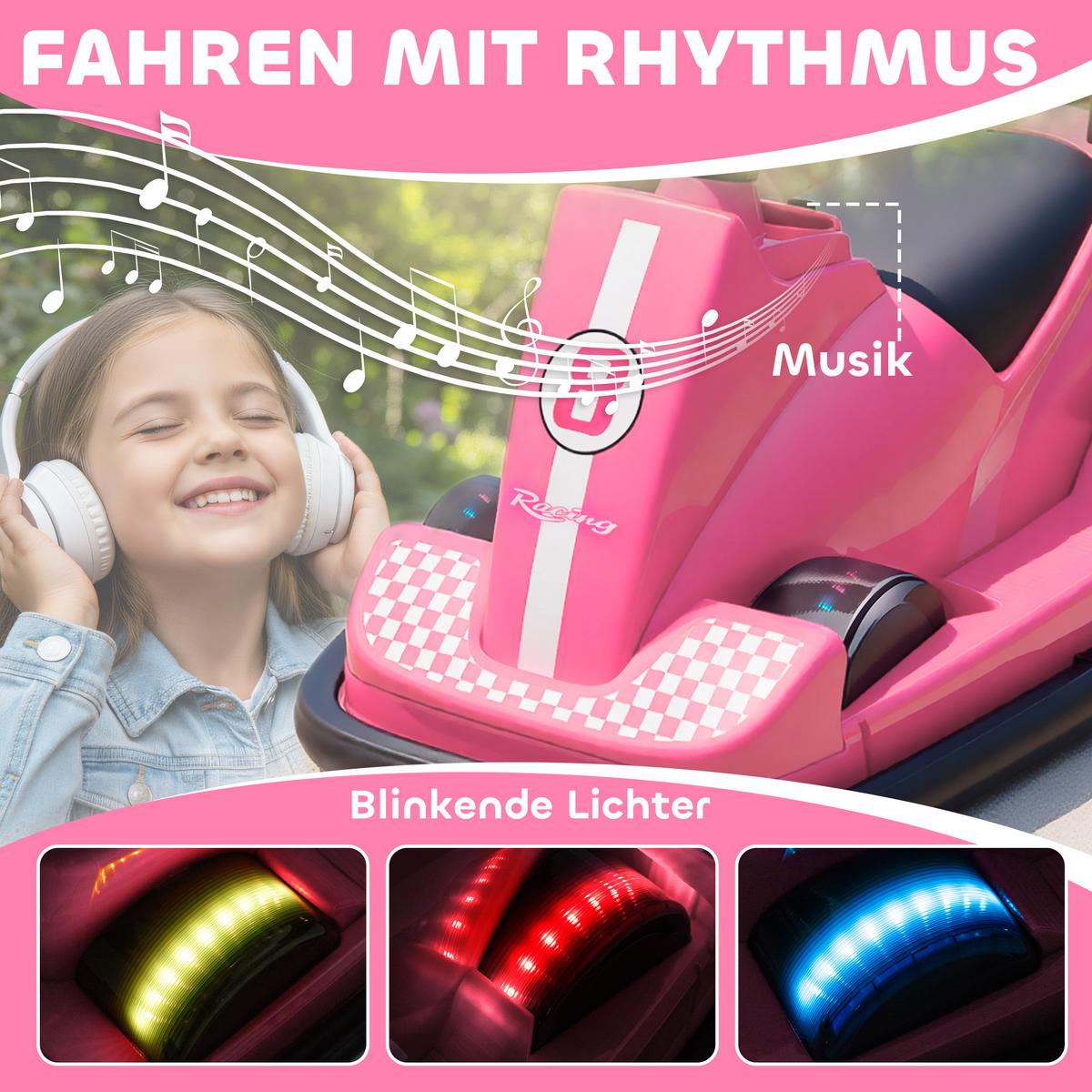 AUTOSCOOTER Metall Kunststoff Rosa - Dunkelrosa, Metall (74/53/48cm) - AIYAPLAY