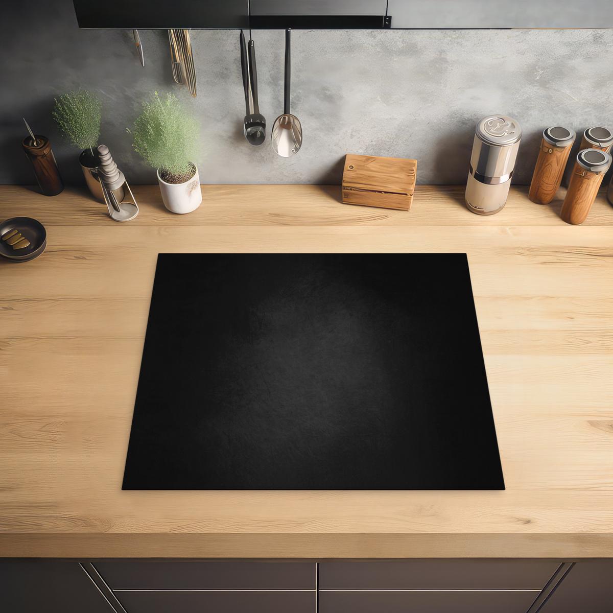 HERDABDECKPLATTE Beton - Schwarz - Grau - Strukturiert - Industriell Abdeckung Ceranfeld 59x51 cm - Graphitfarben, Kunststoff (59/51/0.2cm) - MuchoWow