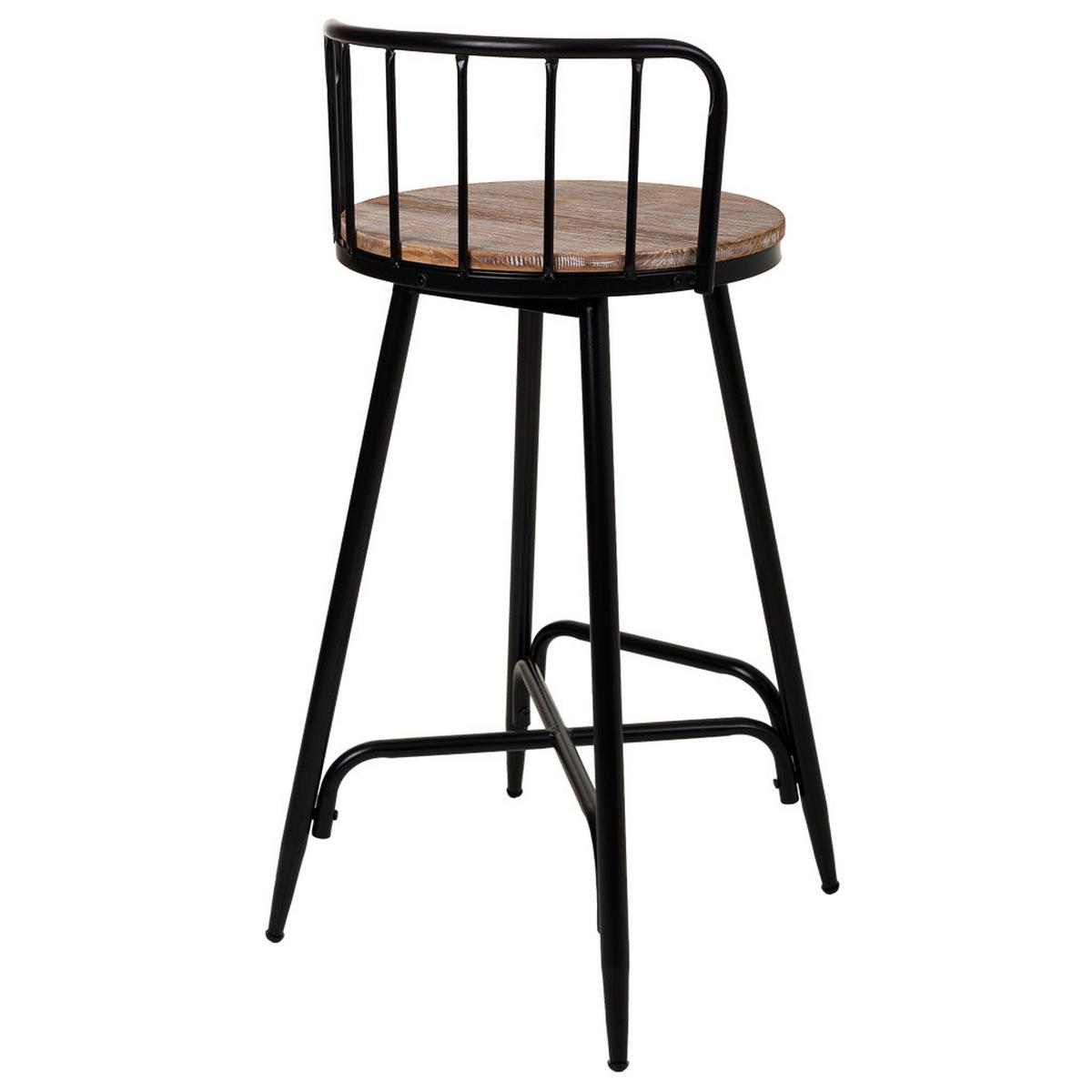 BARHOCKER aus Metall und Holz, grau, 41x88cm - Schwarz, Holz (41/88/41cm) - Wanderlust