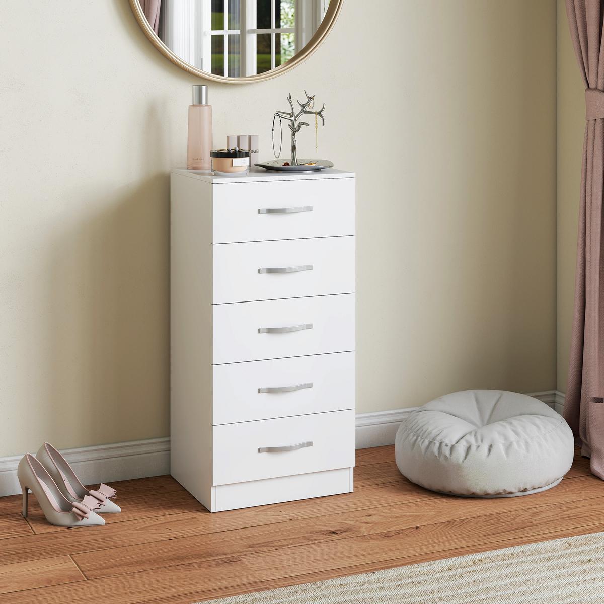 KOMMODE Spanplatte Weiß - Silberfarben/Weiß, Holzwerkstoff (35/85/40cm) - HOMCOM