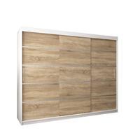 SCHWEBETÜRENSCHRANK 200/250/62 3-türig - Silberfarben/Weiß, Holz/Kunststoff (250/200/62cm) - MÖBEL KRYSPOL