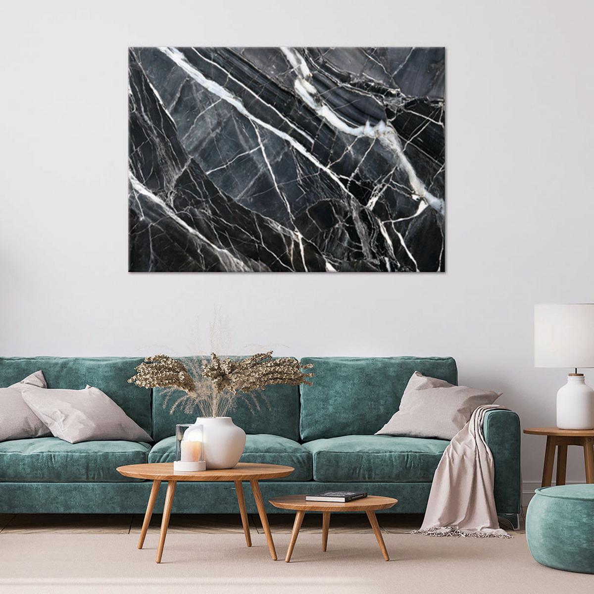 LEINWANDBILD Schwarz-weiße Marmorstruktur 100x70cm - Schwarz, Textil (100/70cm) - Feeby