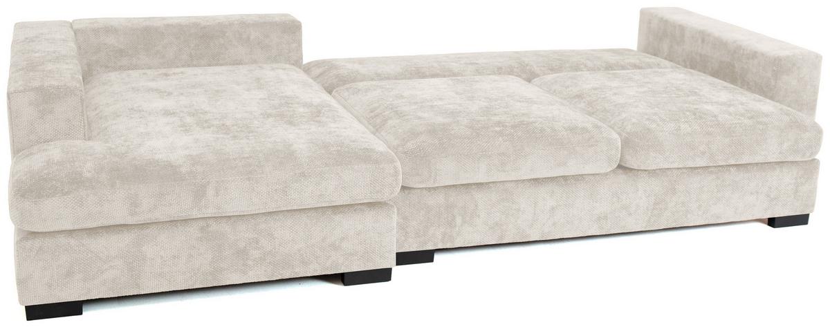 ECKSOFA Dahlia mit Schlaffunktion und Bettkasten in L-Form Links - Creme Chenille 285/92/155 cm - Creme/Schwarz, Kunststoff/Textil (285/155cm) - WFL GROUP