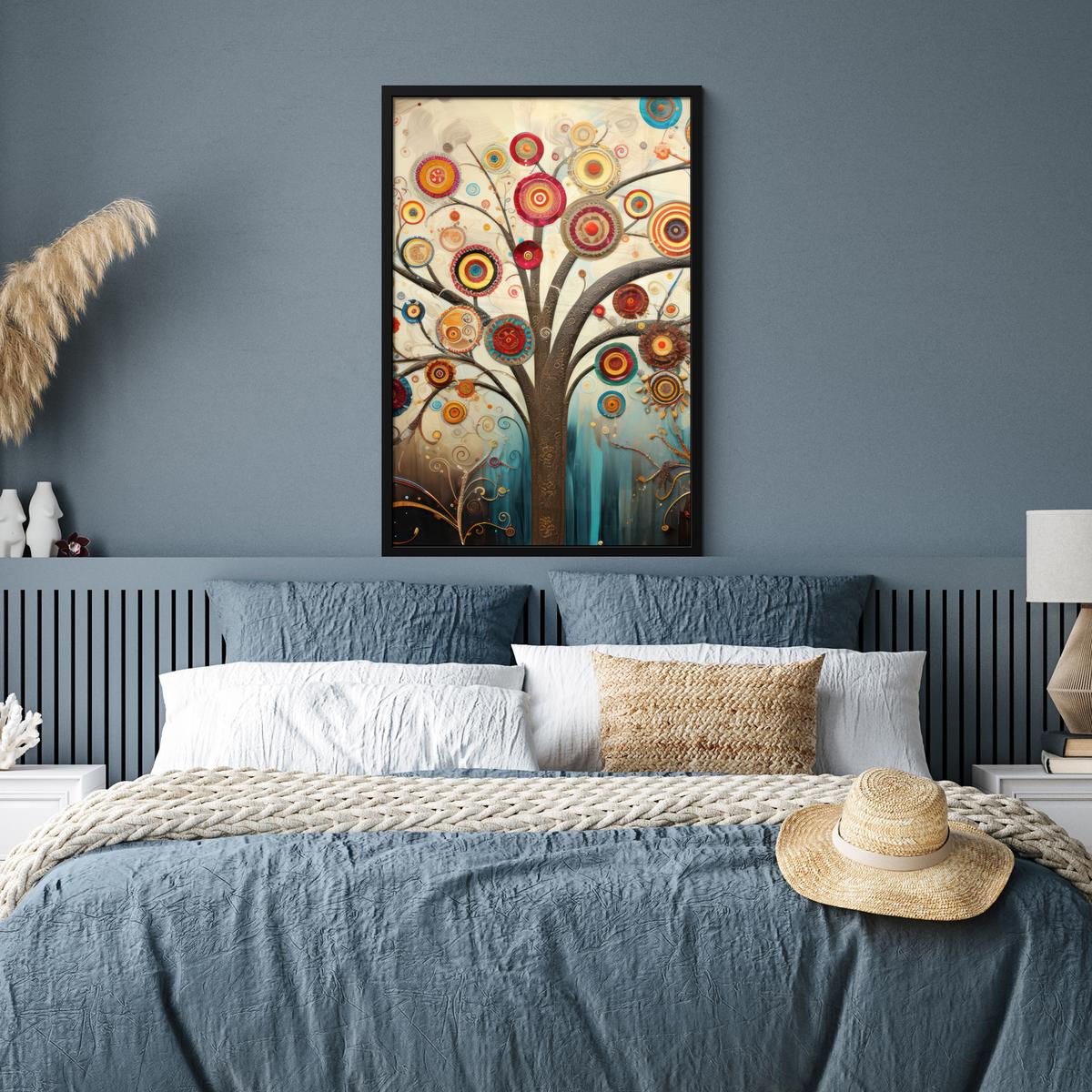 POSTER MIT RAHMENGERAHMTES BILD Baum - Baum des Lebens - Farbe 60x90 cm - Braun, Papier (60/90cm) - MuchoWow