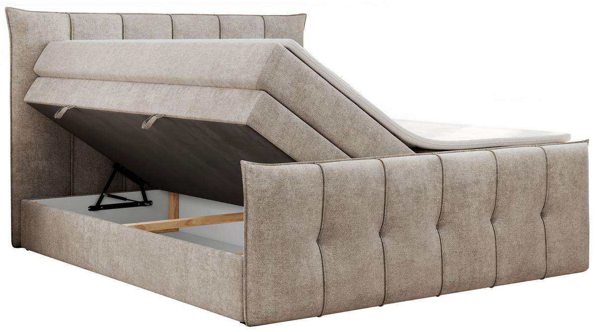 BOXSPRINGBETT PREMIUM 11 KING 160/200 Beige Struktur - H3 - Beige, Holz/Textil (160/200cm) - MKS