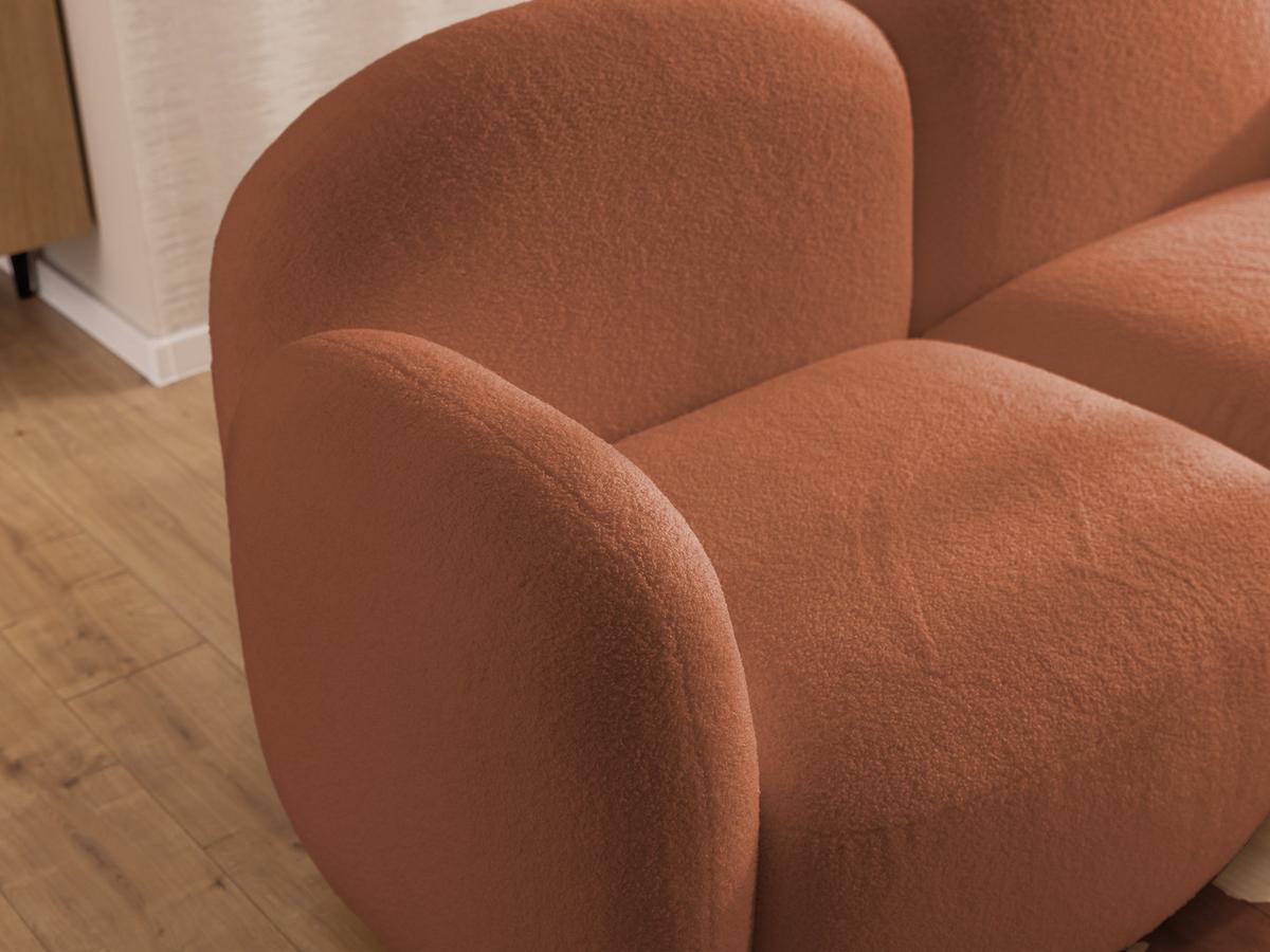 ECKSOFA Nuvola mit abgerundetem Design Terrakotta Bouclé-Stoff - Ottomane Rechts - Terracotta/Schwarz, Holz/Kunststoff (268/146cm) - S-Style Möbel