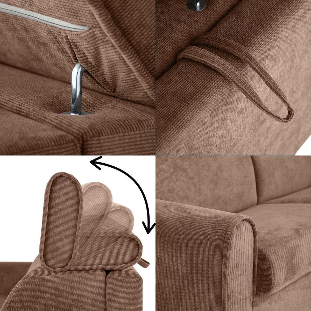 SCHLAFSOFA Pavarti mit italienischem Gestell, 140x195, Hellbraun - Hellbraun/Schwarz, Holzwerkstoff/Textil (194/88/100cm) - Beautysofa