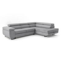 ECKSOFA Velmo mit Bettkasten und Schlaffunktion, verstellbaren Kopfstützen, in L-Form - Hellgrau, Textil (275/203cm)