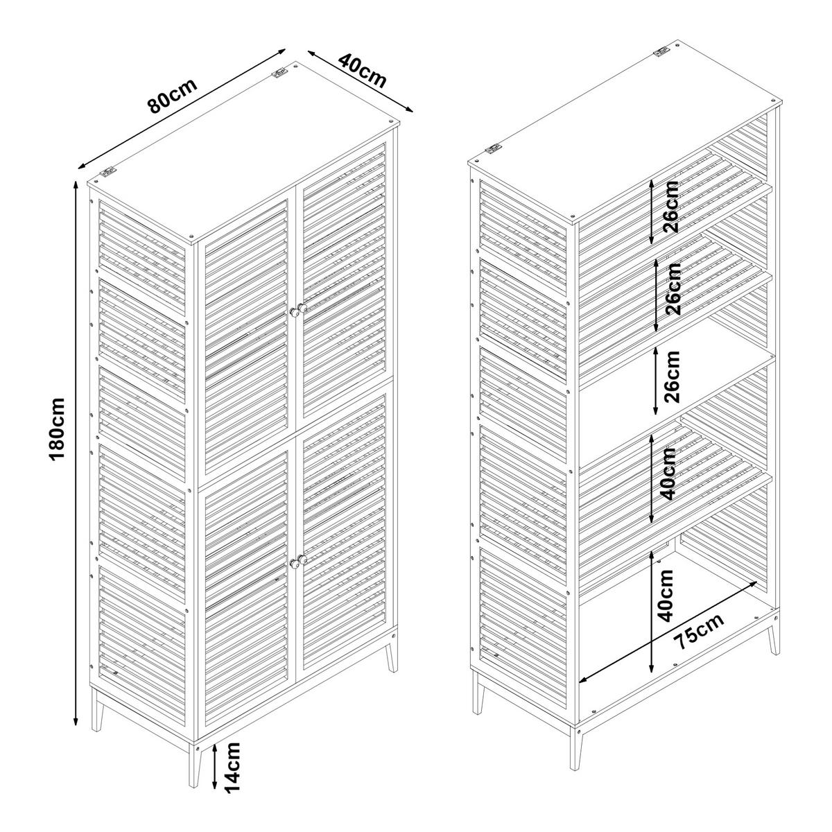 BADEZIMMERSCHRANK Raurgela - Naturfarben, Holz (80/180/40cm) - [en.casa]