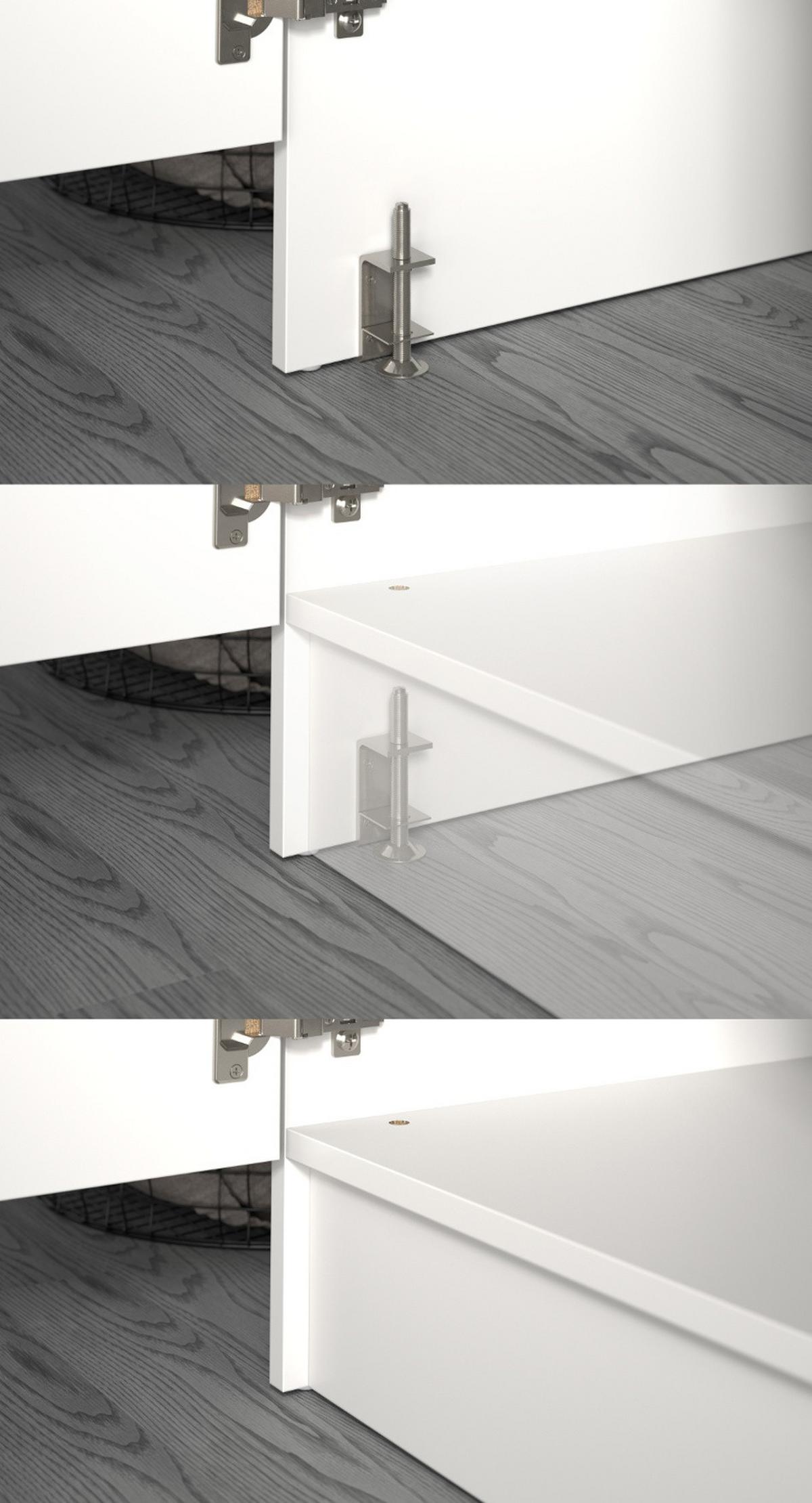 WASCHMASCHINENSCHRANK weiß Set 2-teilig 132 cm, Waschmaschinenumbau mit viel Stauraum - Silberfarben/Weiß, Glas/Holzwerkstoff (132/195/68cm) - Inn.Furn