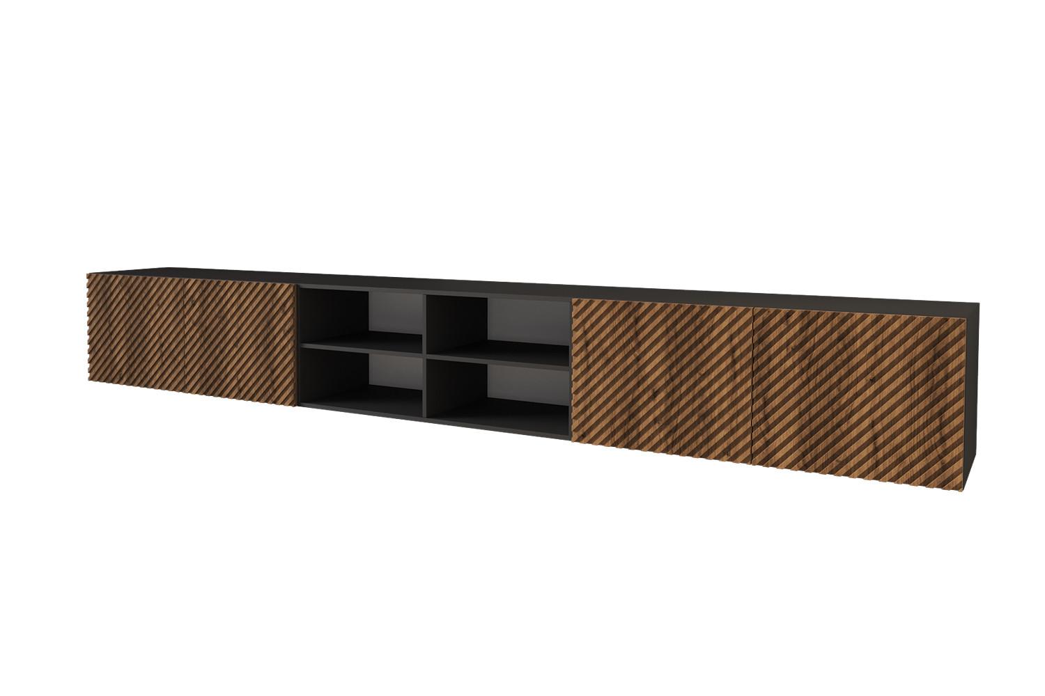 LOWBOARD ZENO-W 3x100x40x40 cm - Schwarz / Katania - Eiche Wotan, Holzwerkstoff (300/40/40cm) - ALTDECOR