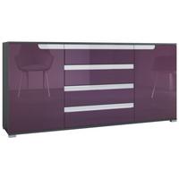 SIDEBOARD Sylt Brombeer Hochglanz / Weiß Hochglanz - Brombeere, Holzwerkstoff (166.5/75.5/35cm) - Vladon