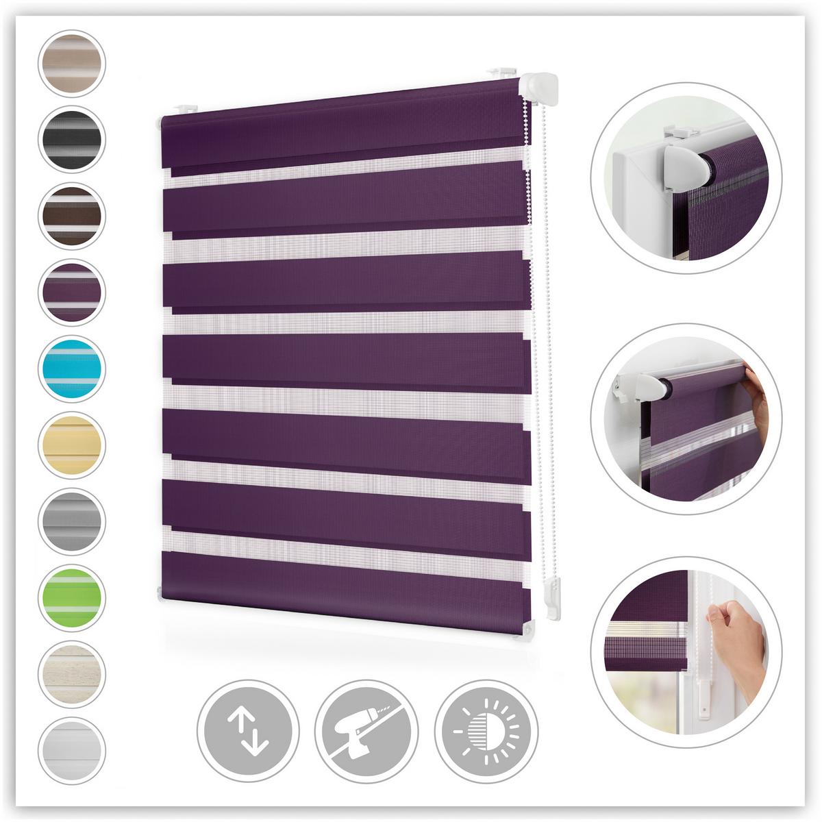 DUO ROLLO KLEMMFIX, OHNE BOHREN Brombeere, 150 cm, 55, 150 - Brombeere, Kunststoff (55/150cm) - Lichtblick Original