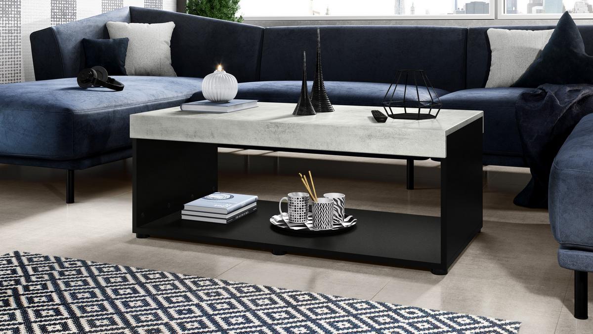 WOHNZIMMERSET Berlin Beton Oxid Optik - Hellgrau, Holzwerkstoff (155/46/40cm) - Vladon