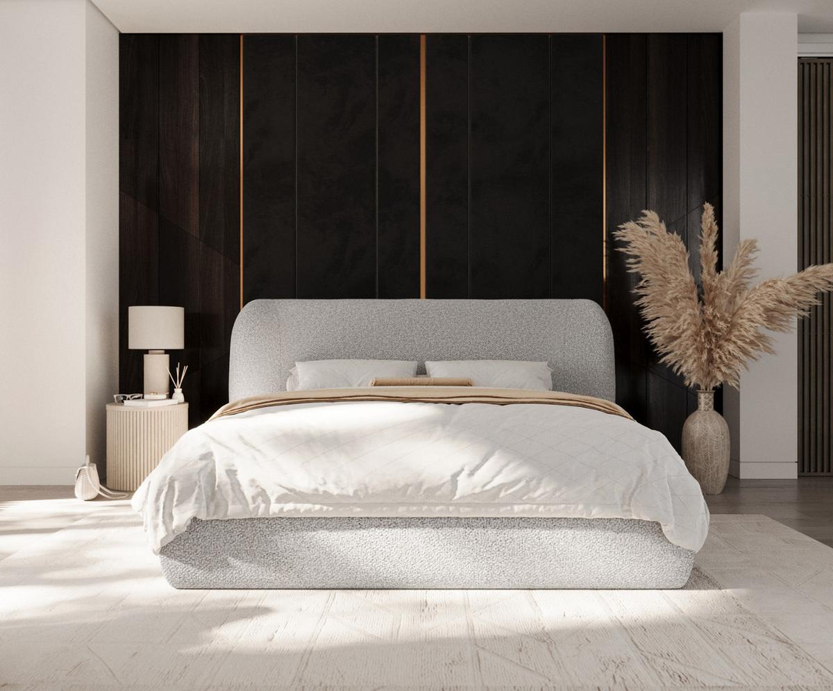 POLSTERBETT Bellano mit Stauraum 200/200 cm Grau im Bubble Stoff - Schwarz/Naturfarben, Holz/Holzwerkstoff (200/200cm) - AltaBeds