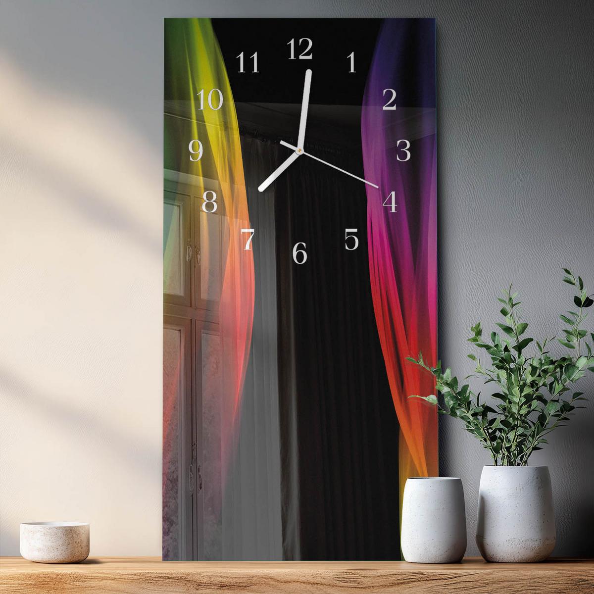 WANDUHR aus Glas 30x60 cm - Abstraktion - Multicolor, Glas (30/60/0.4cm) - TULUP
