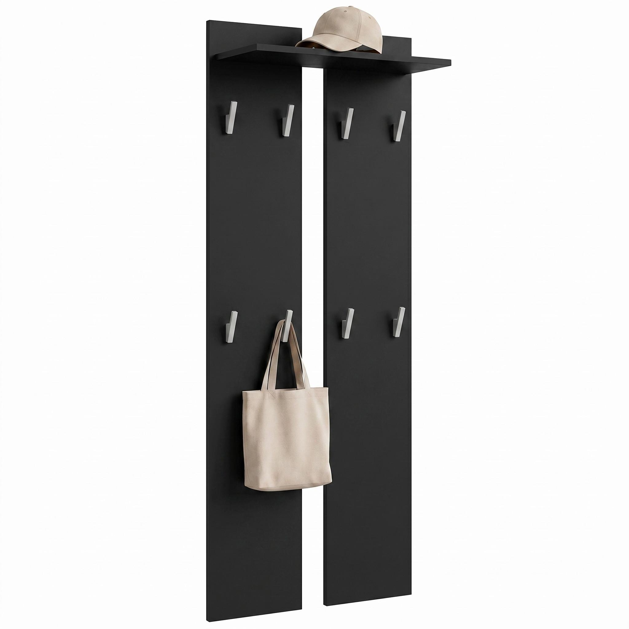 GARDEROBENPANEEL Wandpaneel Schwarz matt - Schwarz, Holzwerkstoff (57/170/20cm) - Vladon
