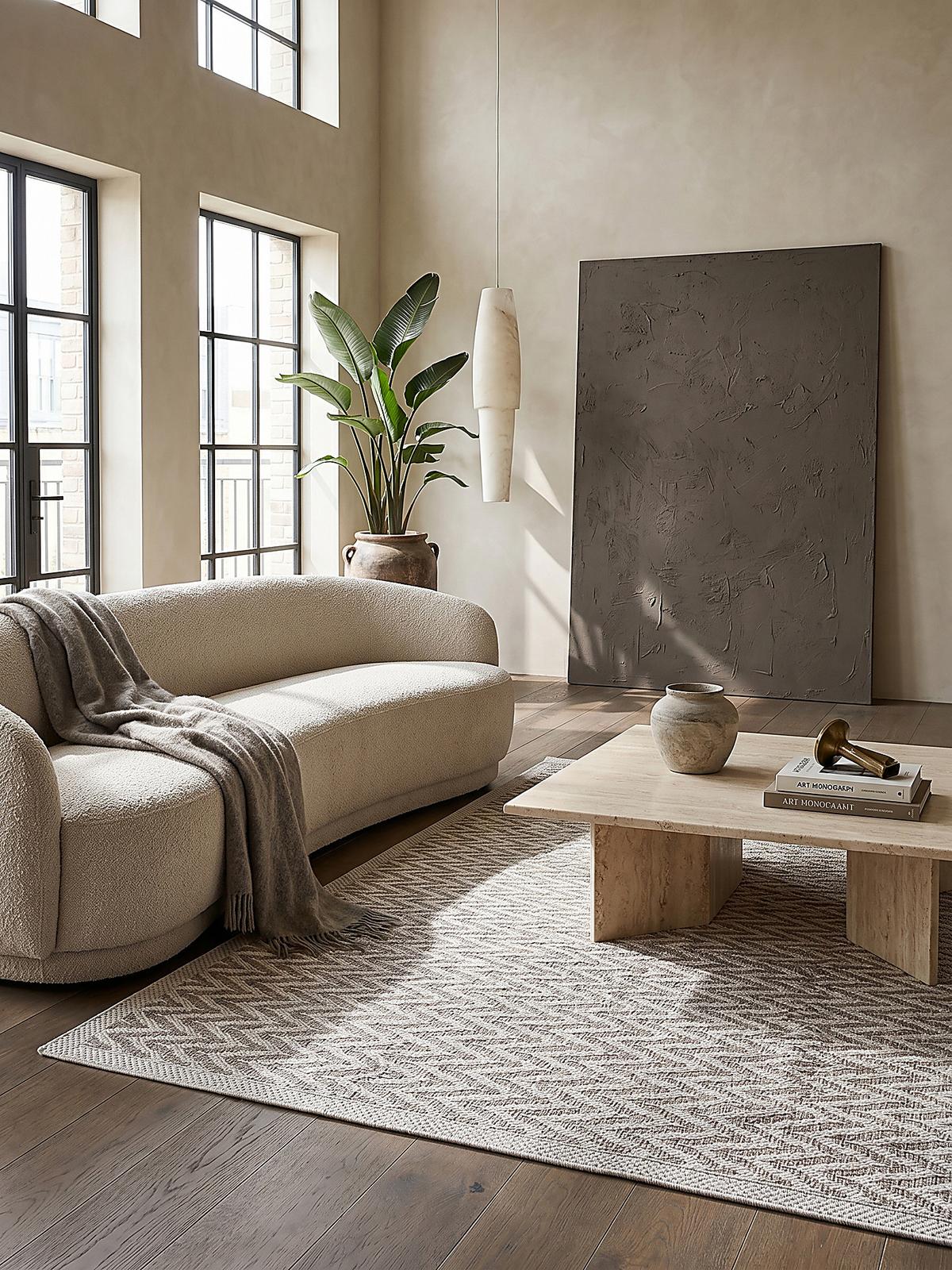 FLACHWEBTEPPICH Geometrisch ESERA Polypropylen Beige 120 x 160 cm - Beige, Textil (120/160cm) - KADIMA DESIGN