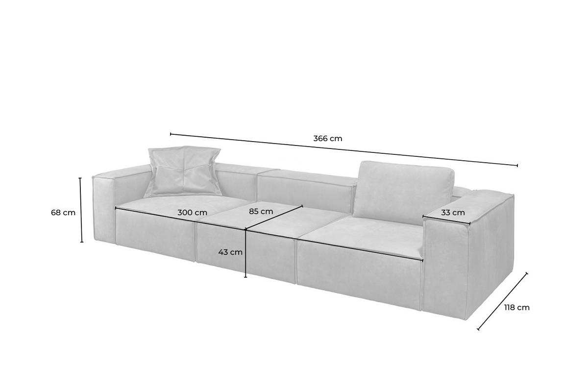 SOFA CARMO Braun Leder - Schwarz/Braun, Leder/Kunststoff (366/68/118cm) - KAWOLA