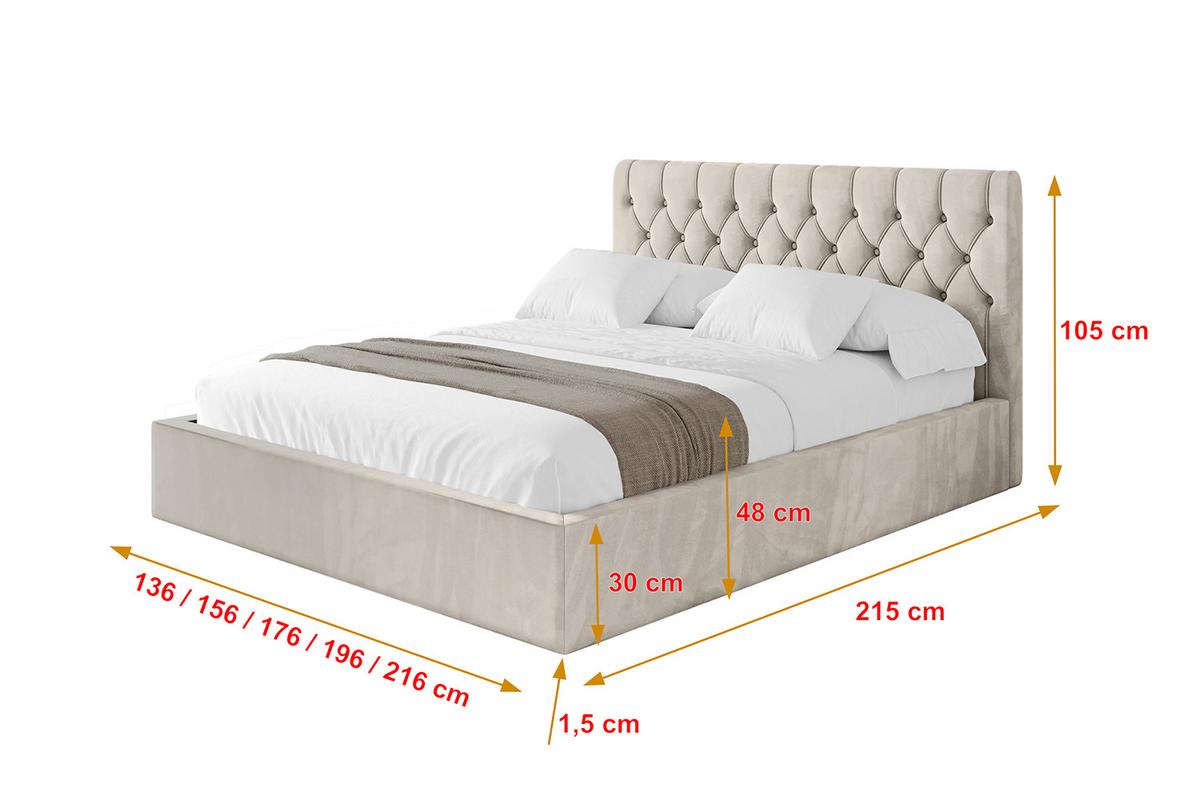 POLSTERBETT mit Bettkasten und Lattenrost, Boxbett ohne Matratze - RENO 180x200 Beige - Beige, Holzwerkstoff/Textil (180/200cm) - ALTDECOR