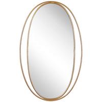 WANDSPIEGEL gold oval 90/55 cm BESSON Besson - Goldfarben, Metall (53/90/3cm) - Beliani