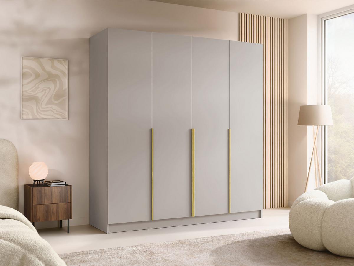 KLEIDERSCHRANK Santi I - Kaschmir/Goldfarben, Holzwerkstoff/Metall (200/215/58cm) - MIRJAN24