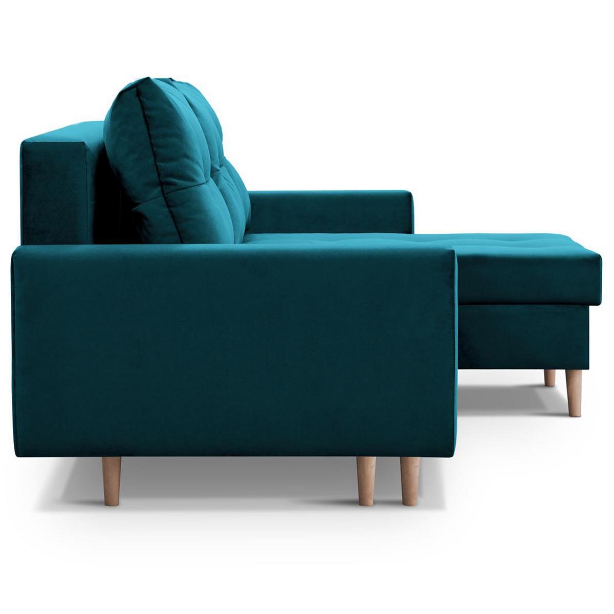 ECKSCHLAFSOFA Halant mit Bettkasten, universelle Ottomane, Veloursstoff, Türkis - Türkis, Textil (220/140cm) - Beautysofa