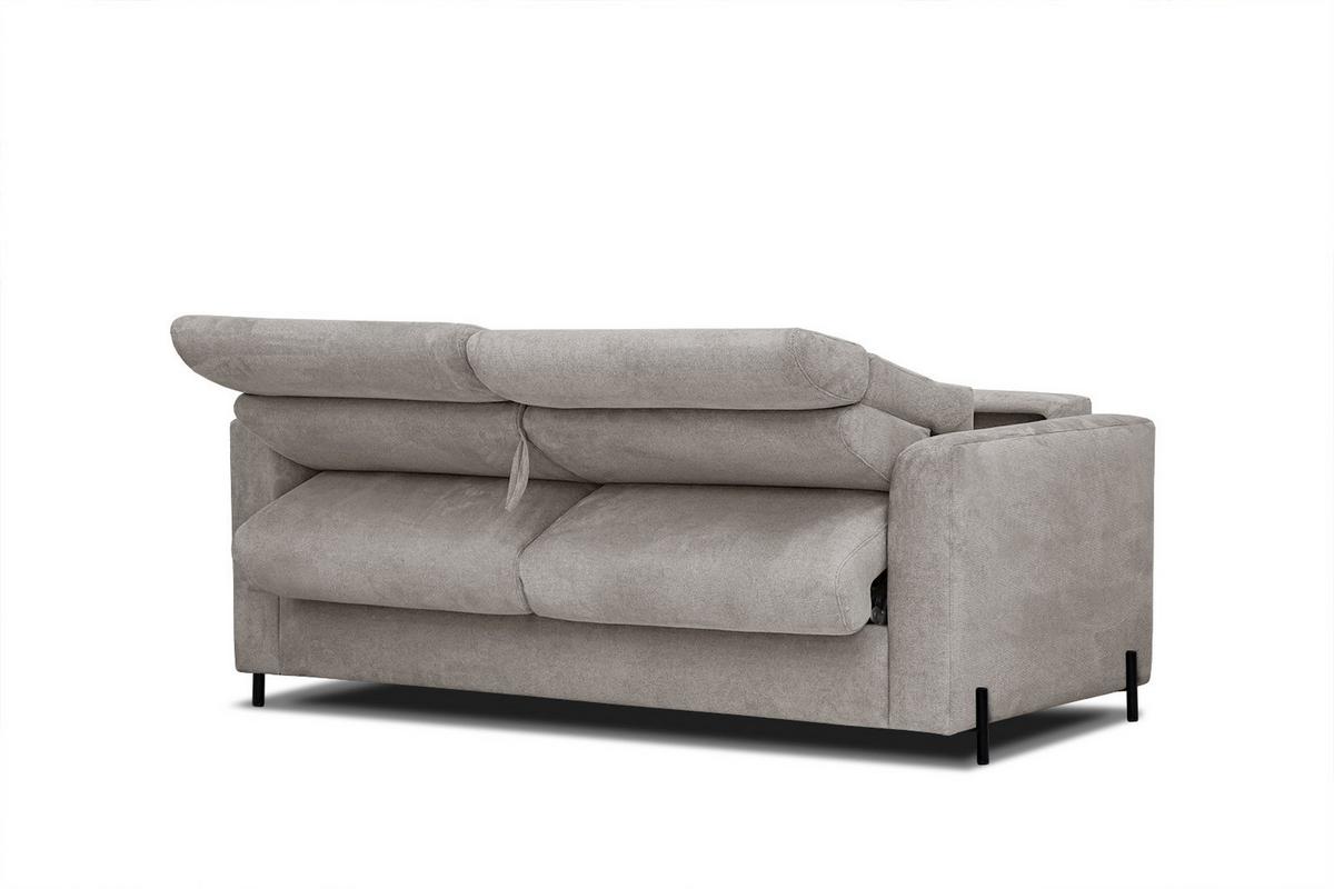 SOFA MEZO 3-Sitzer mit Schlaffunktion, taupe - Taupe/Schwarz, Holz/Textil (232/90/107cm) - Wozimo