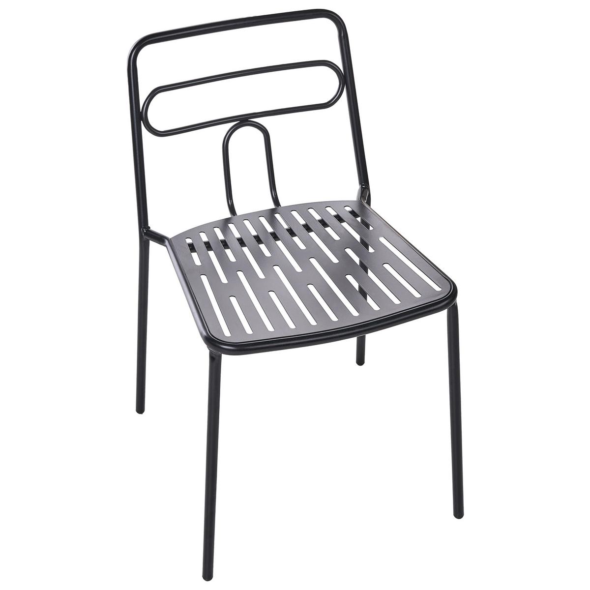 GARTENSTUHL 2er-Set Metall Schwarz Agerola - Schwarz, Metall (48/78/48cm) - Beliani