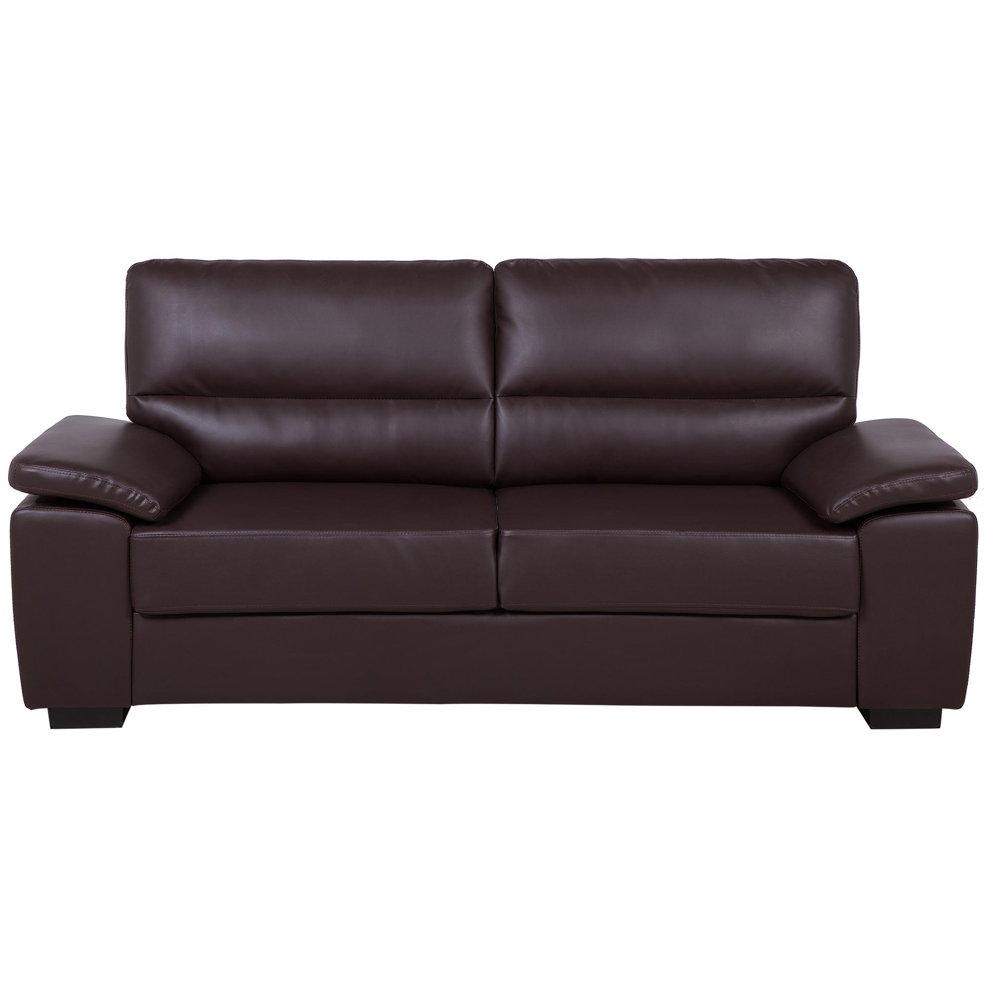 3-SITZER-SOFA Kunstleder Braun Vogar - Dunkelbraun, Kunststoff/Textil (195/90/74cm) - Beliani