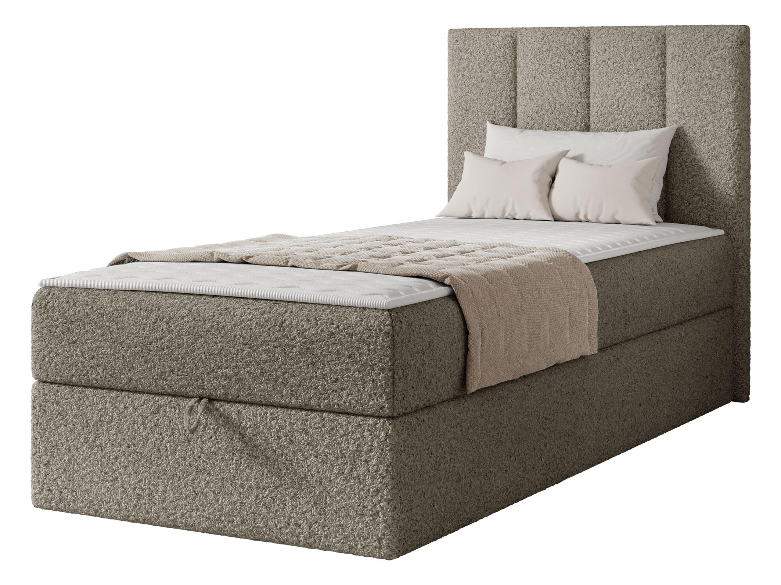BOXBETT Rebos Single Boucle - H3 - Hellbraun, Holz/Textil (90/200cm) - MIRJAN24