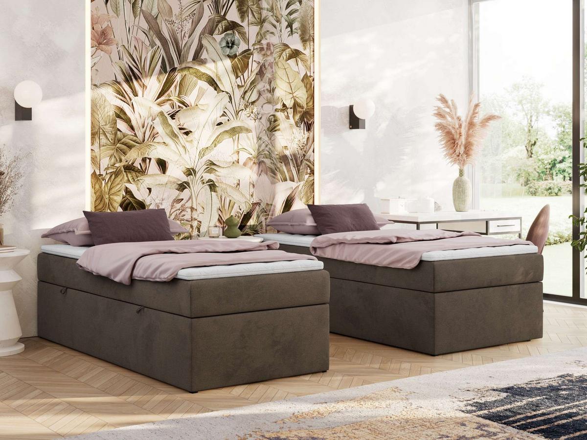 BOXBETT ZERO 90/200 - Braun Velvet - H3 - Topper Visco - Braun, Textil (90/200cm) - MKS