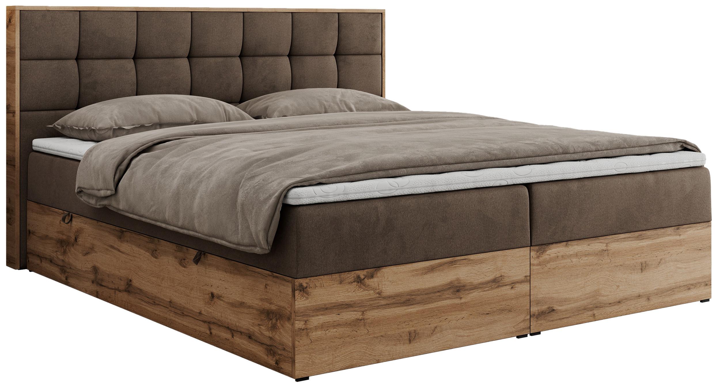 BOXBETT ALBERO 1 - 140/200 Braun Velvet - H4 - Braun, Holz/Textil (140/200cm) - MKS