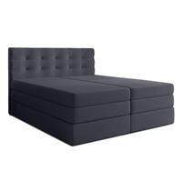 BOXSPRINGBETT FINIKE 140x200 cm mit Bettkasten und 2 Matratzen - Grau + TOPPER - Schwarz/Grau, Holz/Holzwerkstoff (140/200cm) - AX Living