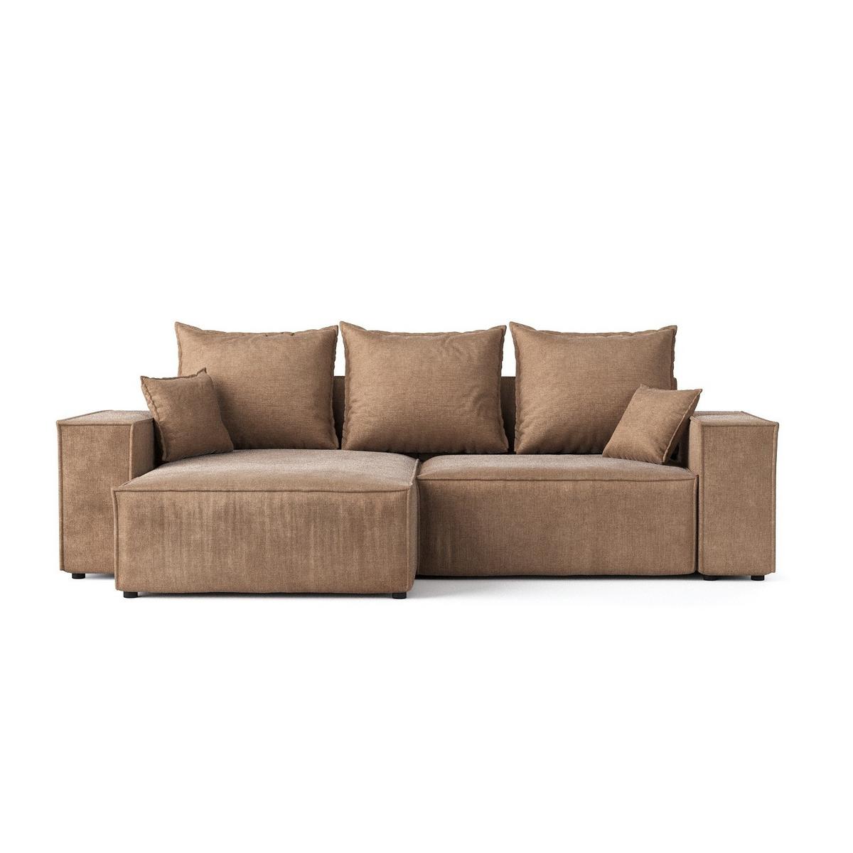 ECKSOFA SENSO mit Schlaffunktion Braun im Wind Stoff - Schwarz/Braun, Holz/Holzwerkstoff (255/148cm) - AltaBeds