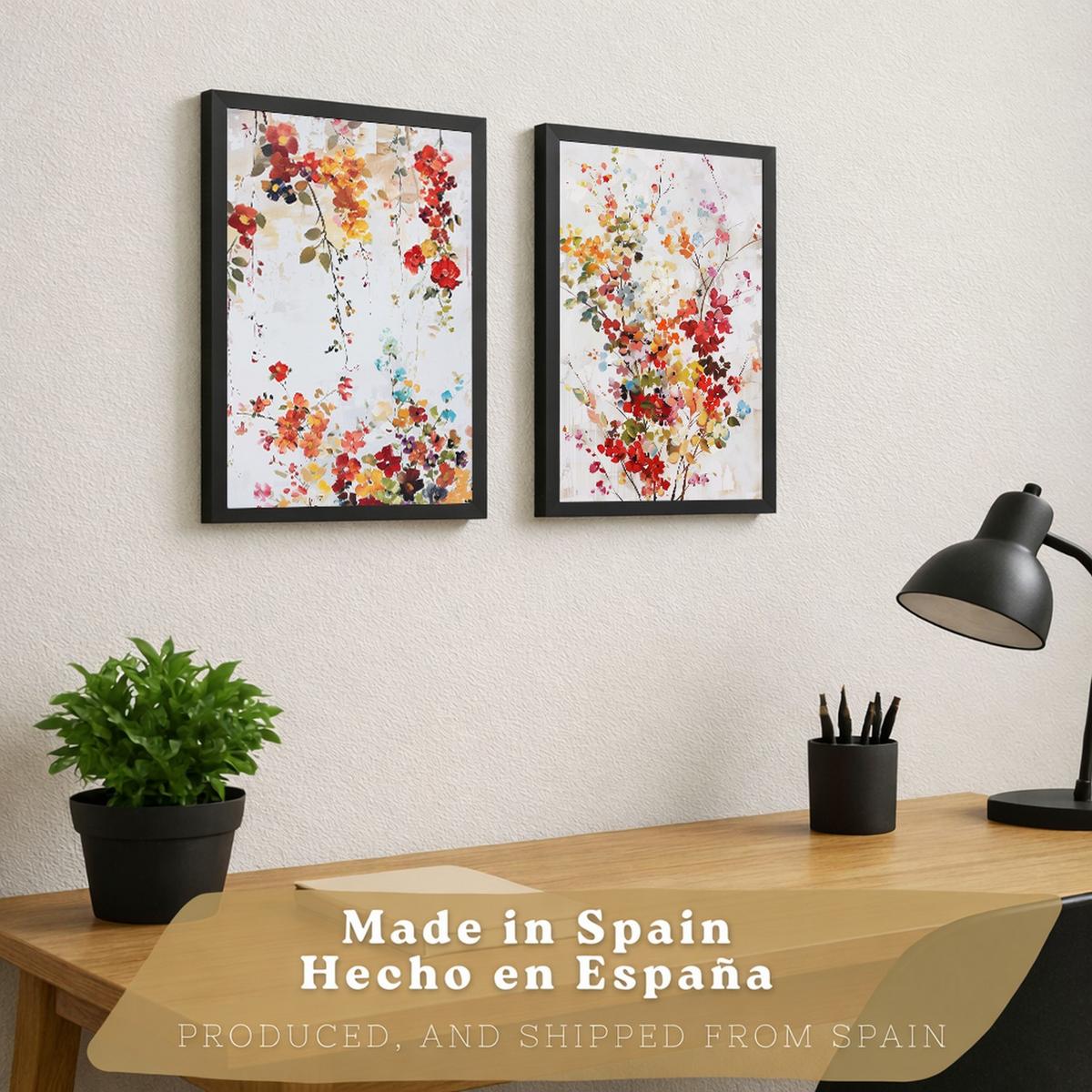 POSTER 2er-Set Wandbilder Wildblumen modern Wohnzimmer Deko, Schlafzimmer, Küche, Badezimmer Schwarzer Rahmen A4 - Schwarz, Papier (29.7/1/21cm) - Nacnic