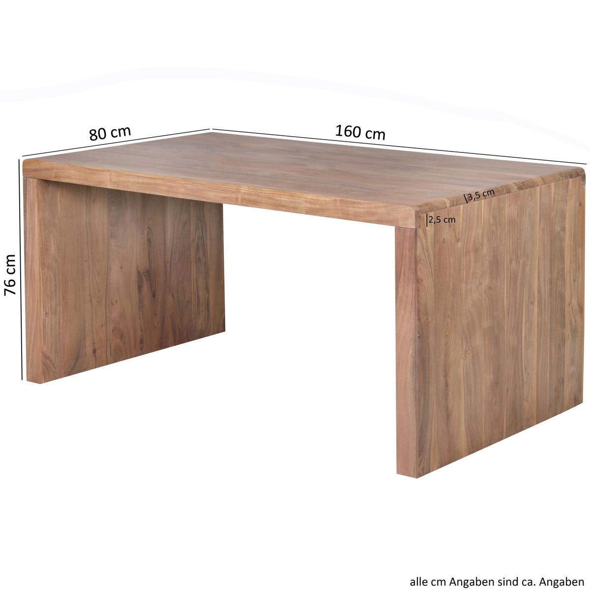 SCHREIBTISCH Massivholz Stauraum Abgerundete Ecken, Beige 160x80x76 cm - Beige, Holz (80/160/76cm) - KADIMA DESIGN