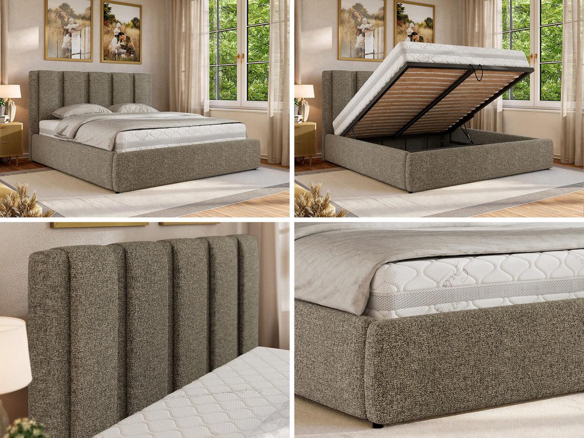 POLSTERBETT SAVINO CLASSIC 140/200 - Grau Struktur - Multipocket-Matratze - Grau, Textil (140/200cm) - MKS