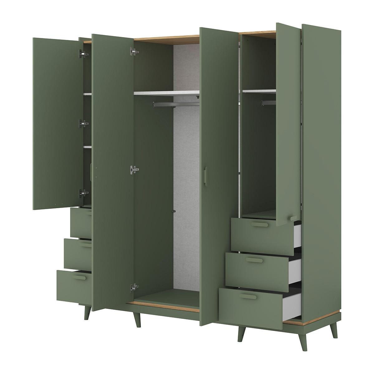SCHRANK 4 Türen Sandy Grün - Grün, Holzwerkstoff (190/214.5/57.4cm) - Petits-meubles