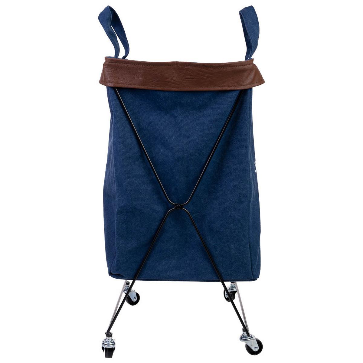 WÄSCHEKORB aus metall 41x32x58cm - Blau, Textil (43/60/34cm) - Wanderlust